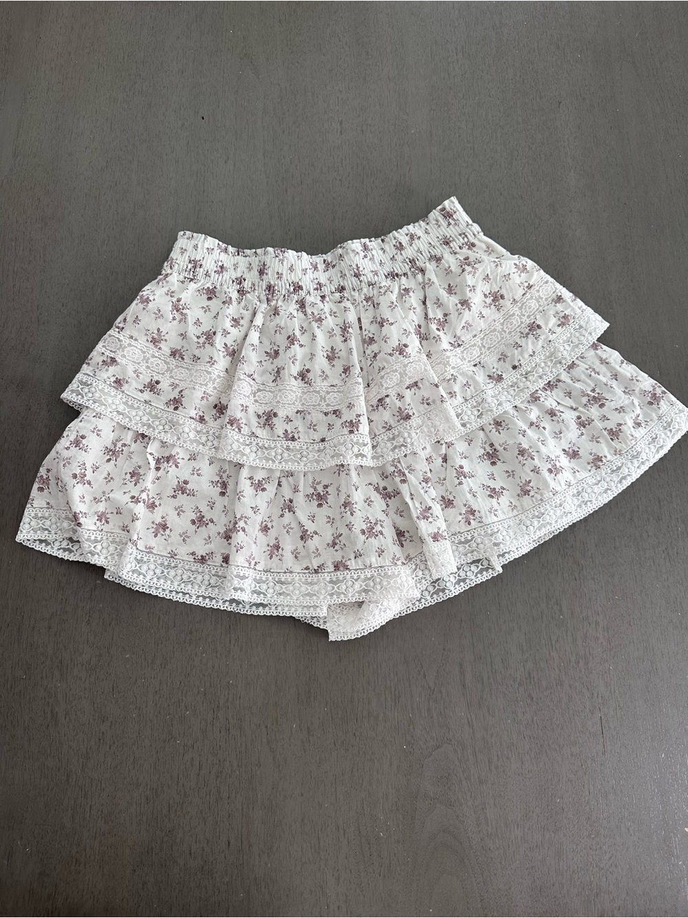 ALTAR’D STATE Floral Ruffle Tiered Lace Trimmed Skort Cotton Skirt Size Medium